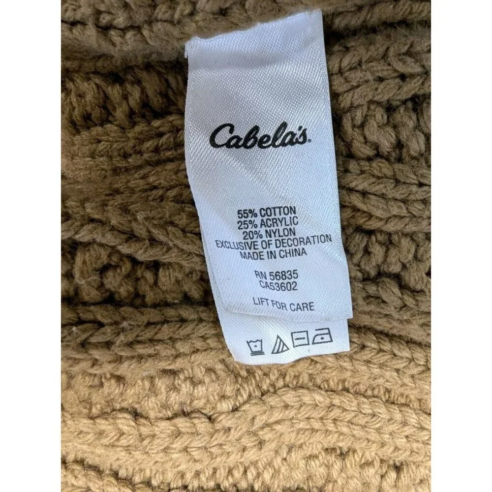 Cabela's Mens‎ XL Cable Fisherman Knit Sweater Toggle Buttons Elbow Patchs Heavy